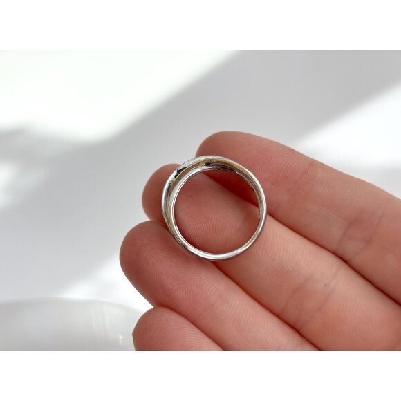 CZ & Black Spinel Multi Shanked Unusual 925 Sterling Silver Vintage Ring - sz 7 - Picture 11 of 13